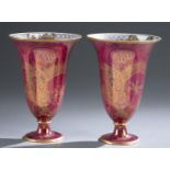 Pair of Wedgwood lustre, Dragon trumpet vase.