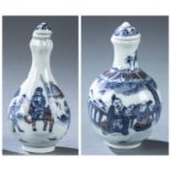 2 Porcelain vase form snuff bottles, Qianlong mark