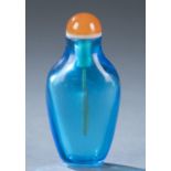 Clear blue glass snuff bottle, 19th c.