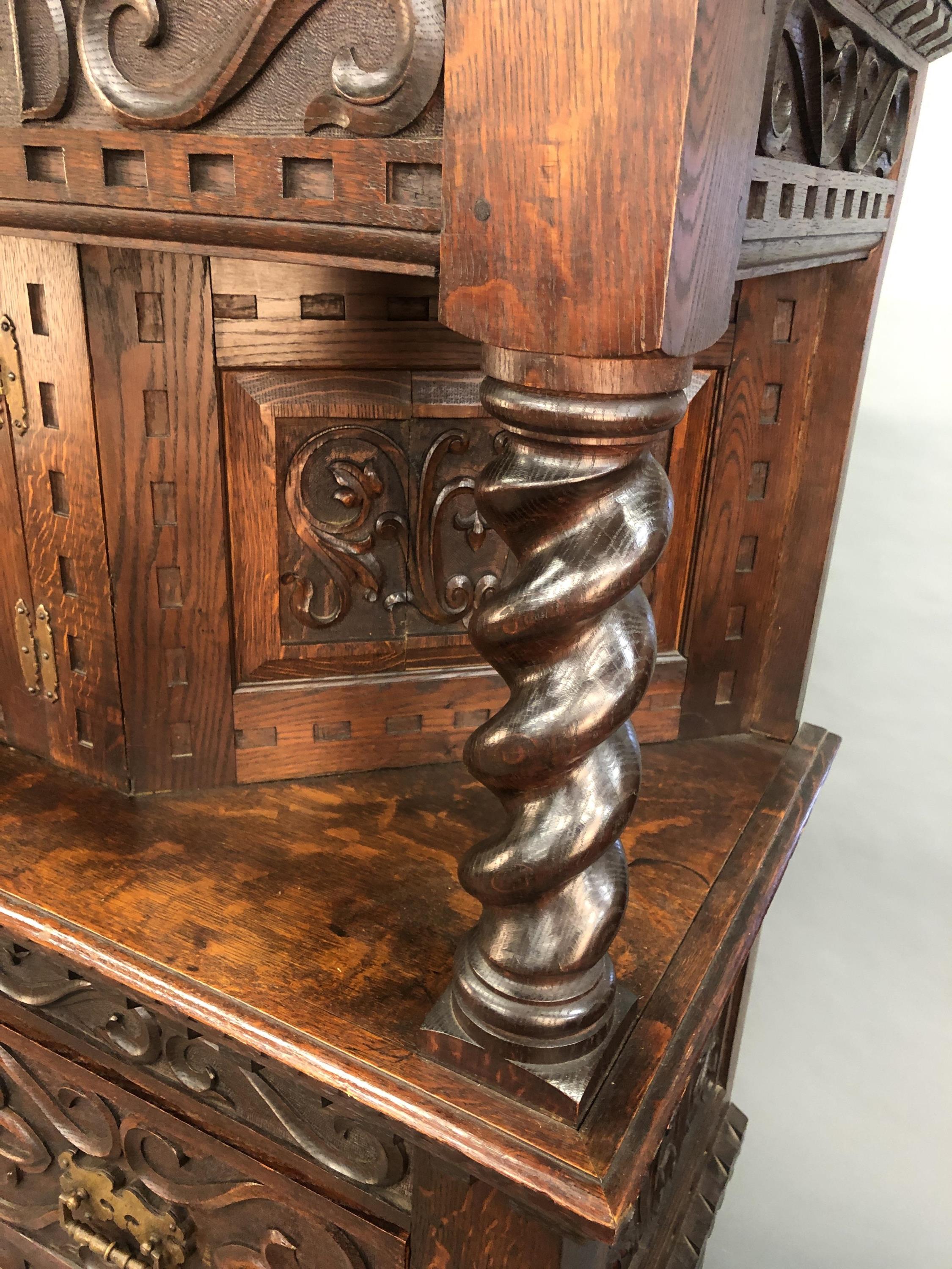 Jacobean style court cupboard, 1903. - Image 10 of 13