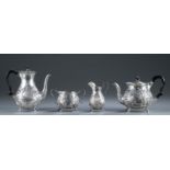 4-piece Sibray Hall & Co., assembled tea set.