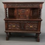 Jacobean style court cupboard, 1903.