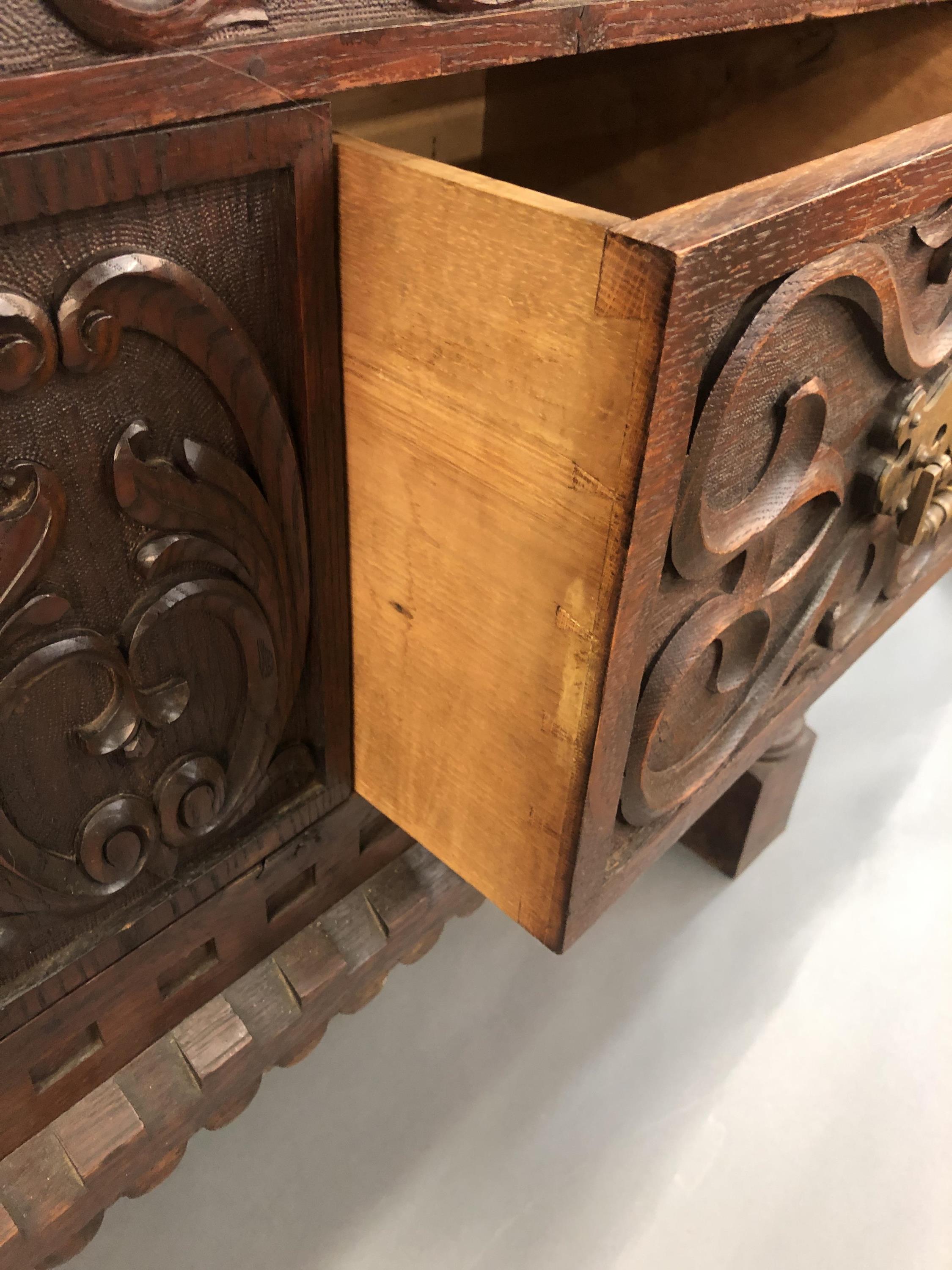 Jacobean style court cupboard, 1903. - Image 12 of 13