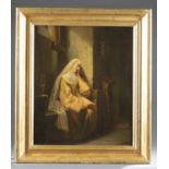 French School, Nun in Contemplation, 19th c., O/C.