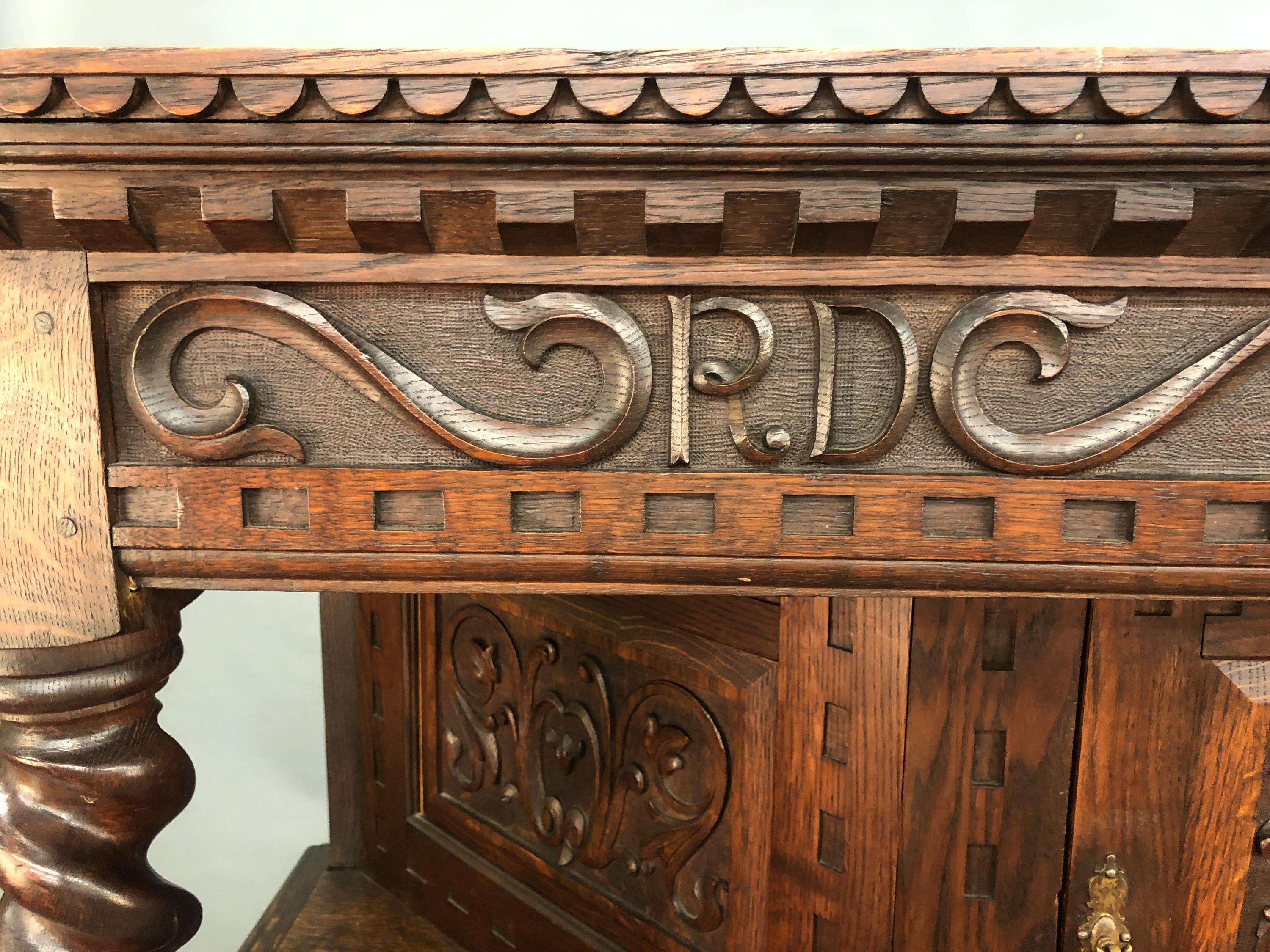 Jacobean style court cupboard, 1903. - Image 2 of 13