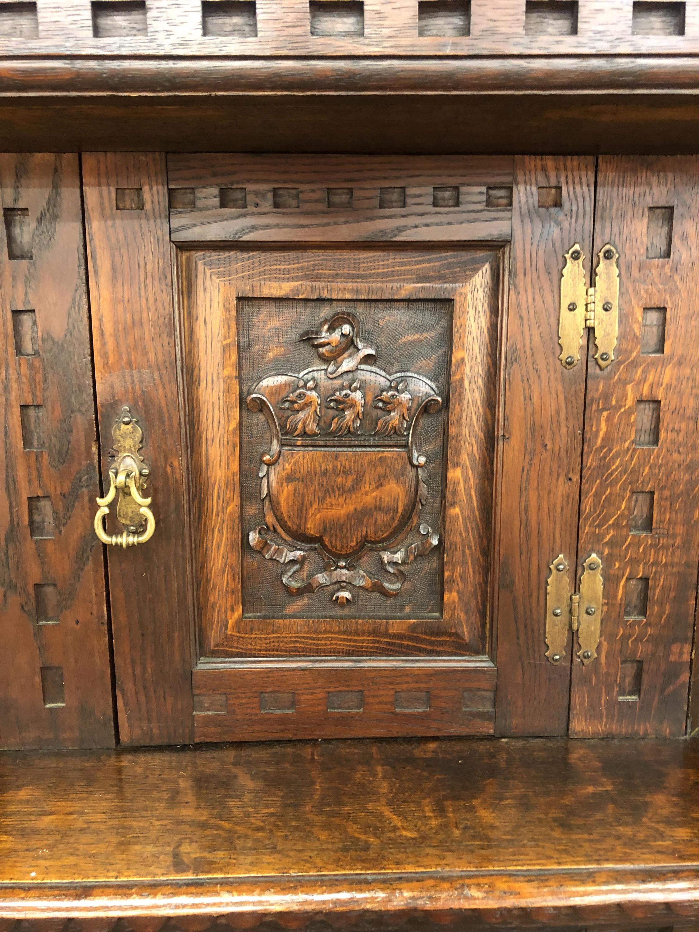 Jacobean style court cupboard, 1903. - Image 8 of 13