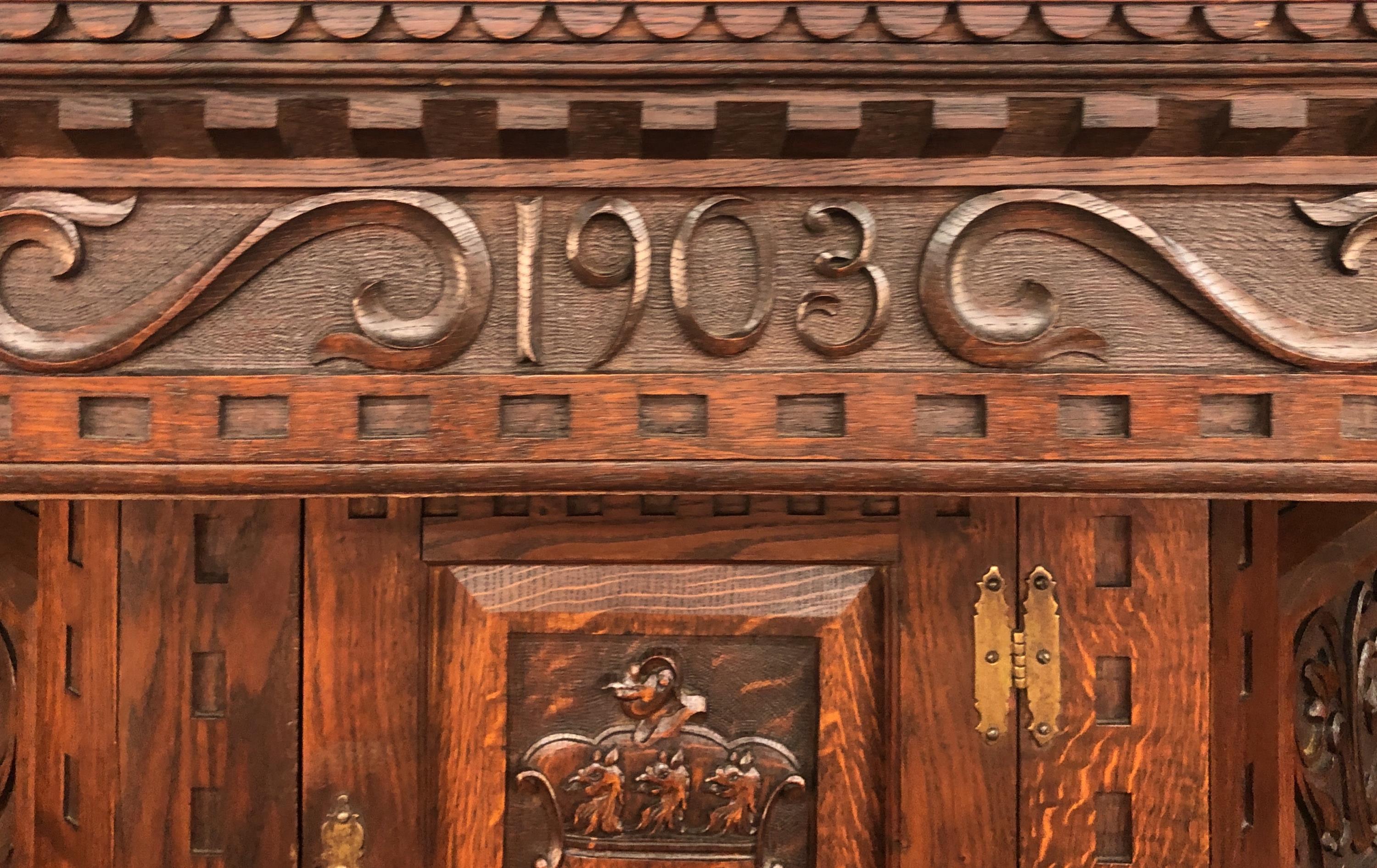 Jacobean style court cupboard, 1903. - Image 3 of 13