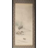 Chinese scroll painting of turtles.