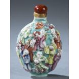 Molded porcelain snuff bottle.