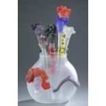 Fellerman and Raabe glass vase and 6 jester wands.