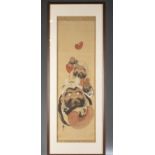 Framed Japanese scroll painting of Daruma.