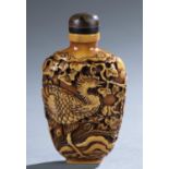 Carved ivory snuff bottle, 19th c.