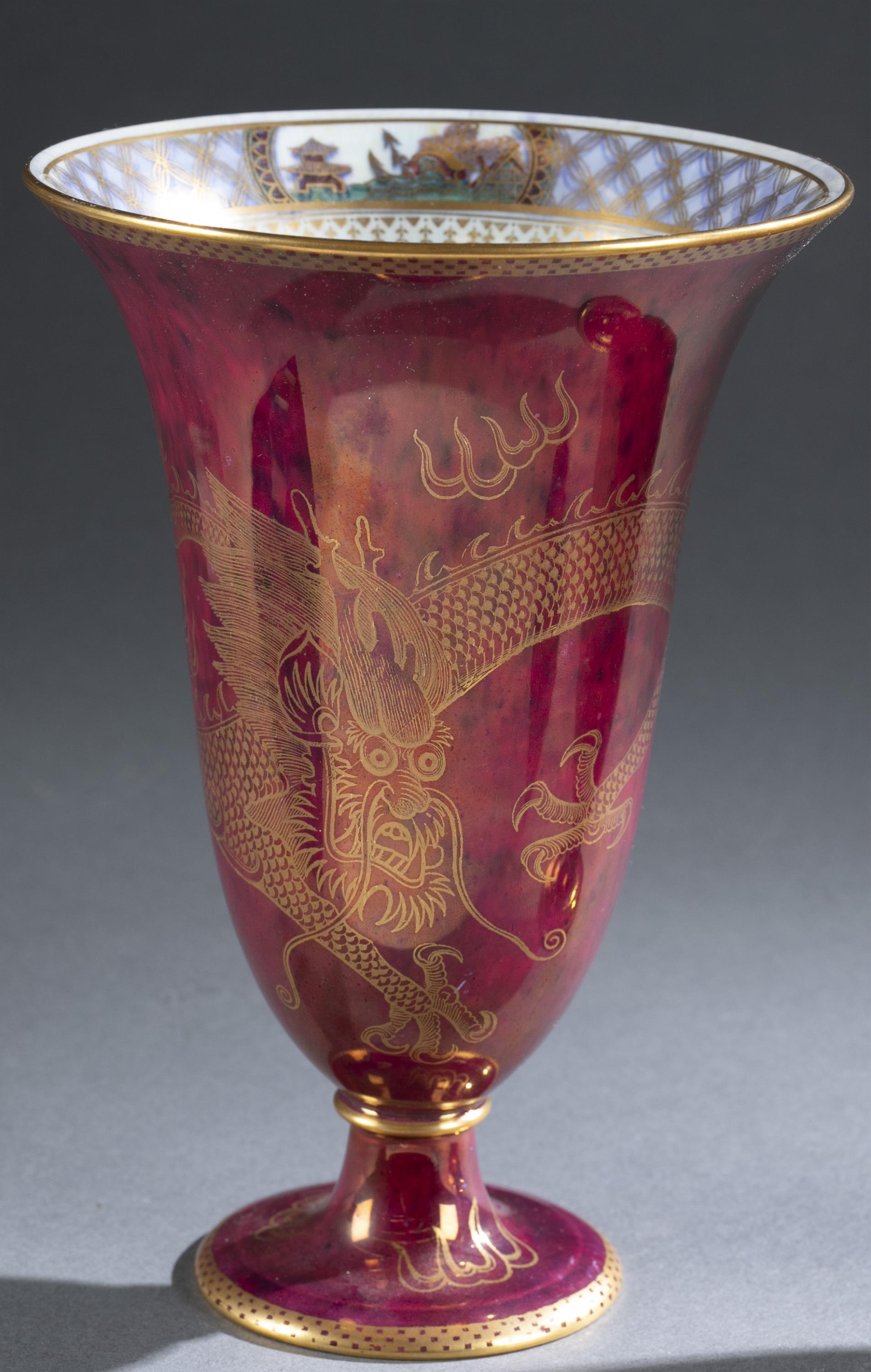 Pair of Wedgwood lustre, Dragon trumpet vase. - Image 3 of 8