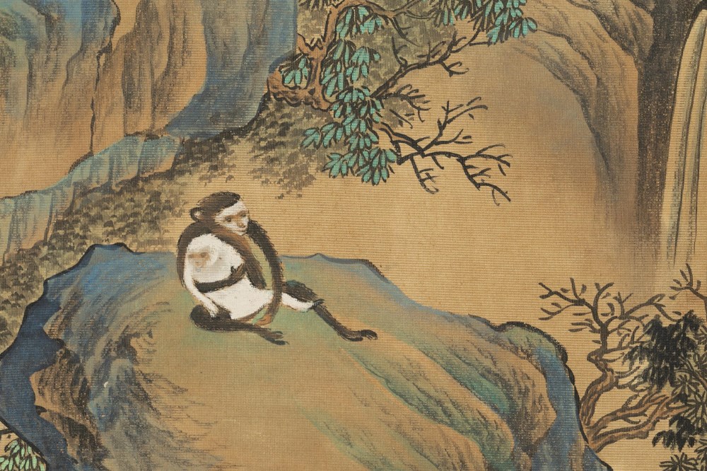 Long Chinese hand scroll of monkeys. - Image 9 of 9