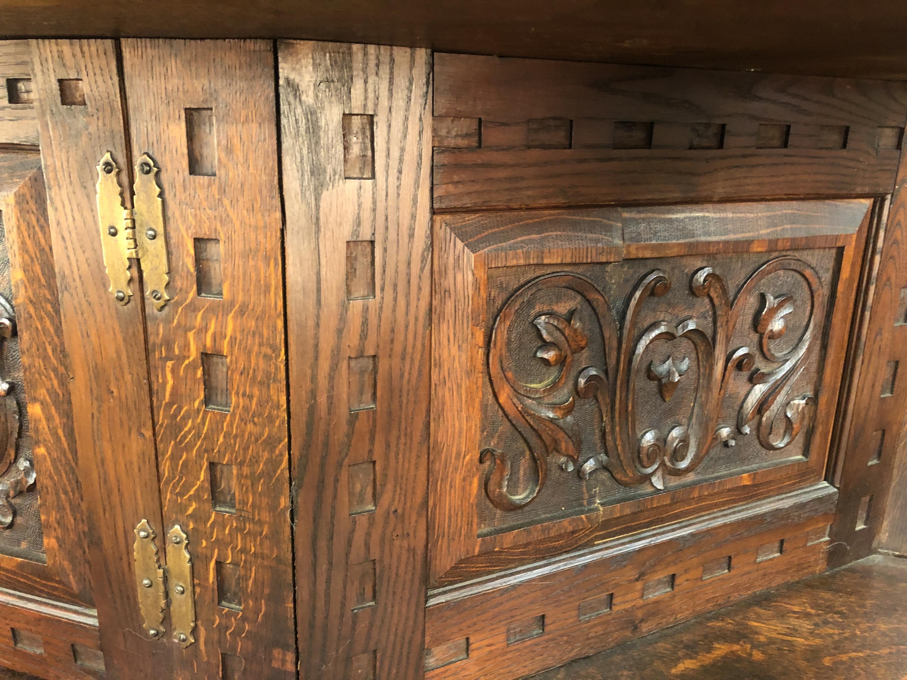 Jacobean style court cupboard, 1903. - Image 9 of 13