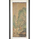 Chinese scroll painting of a hunting scene.