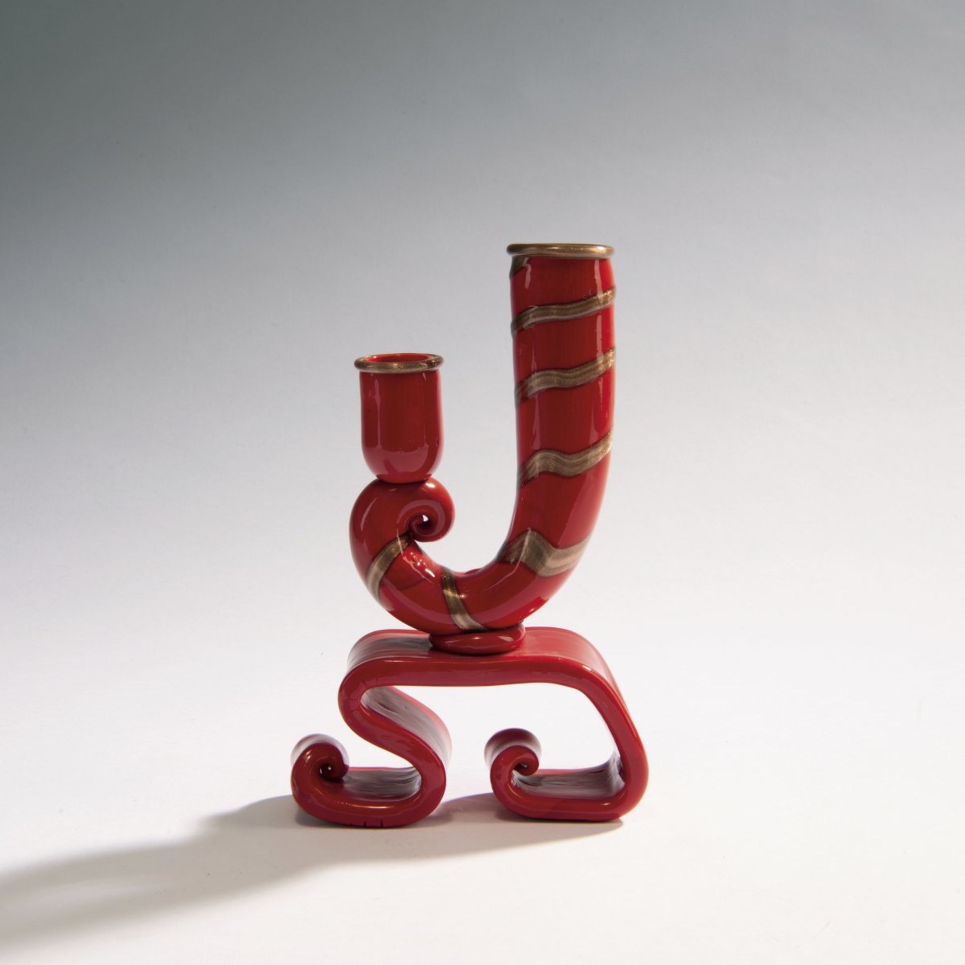 Napoleone Martinuzzi, 'Opaco' candlesticks with vase, c. 1930/31