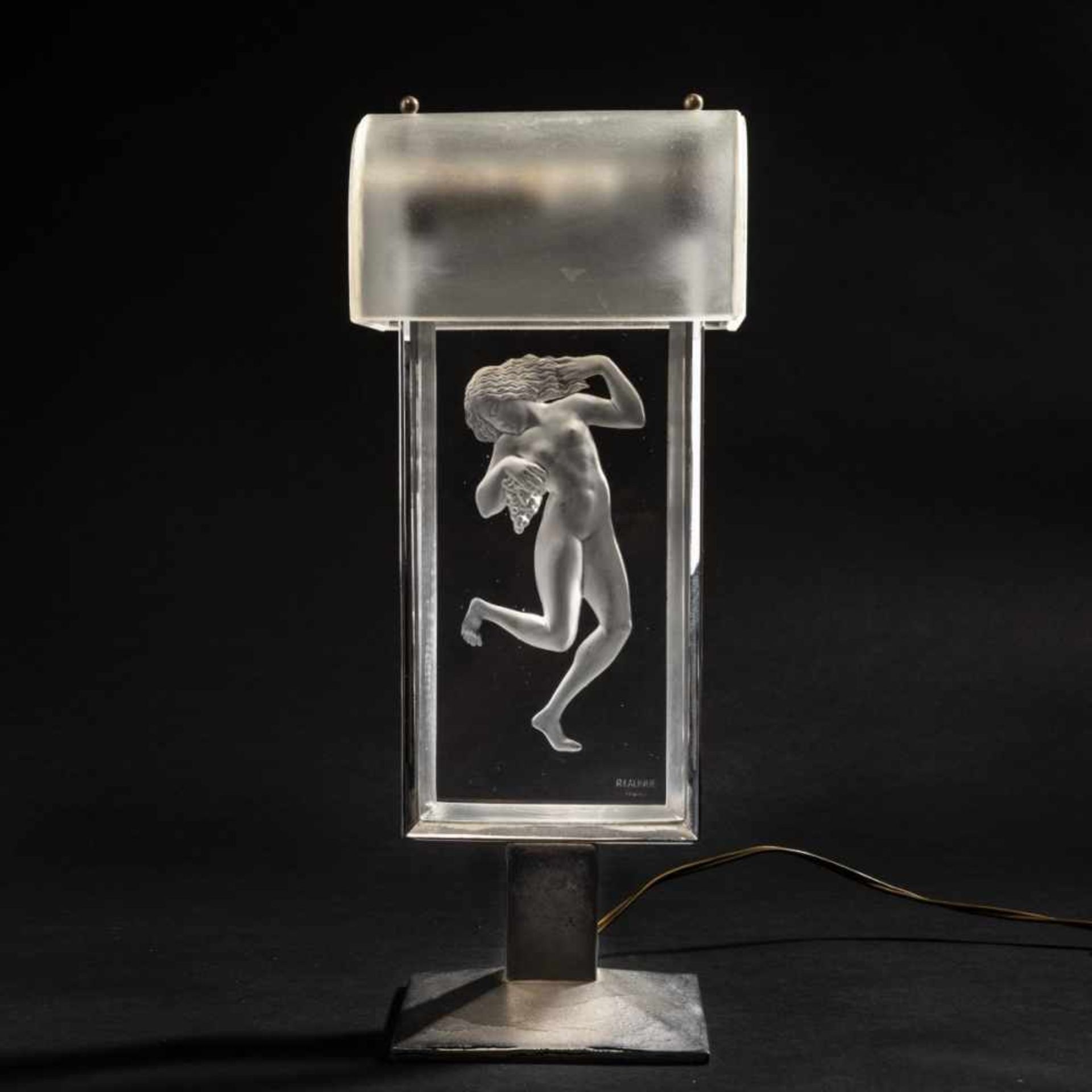 René Lalique, 'Bacchante' table lamp, 1931'Bacchante' table lamp, 1931H. 37.7 cm. Clear, moulded