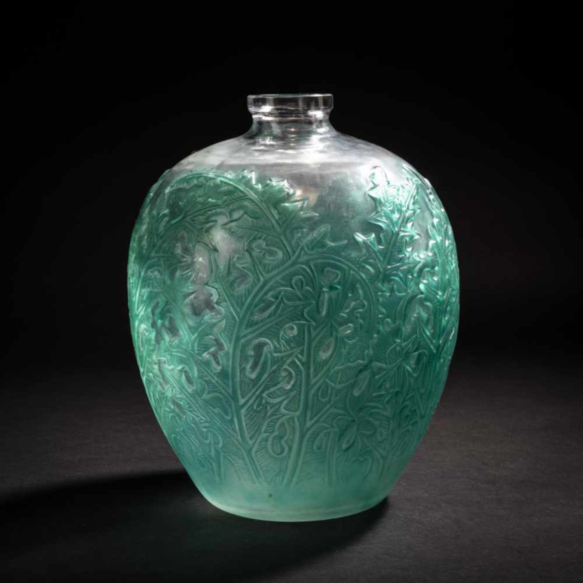 René Lalique, 'Acanthes' vase, 1921'Acanthes' vase, 1921H. 28.5 cm. Clear, mould-blown glass,