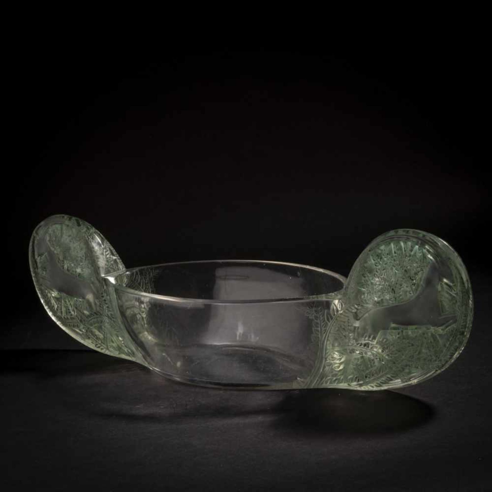 René Lalique, 'Saint-Hubert' jardinière, 1927'Saint-Hubert' jardinière, 1927L. 48 cm. Clear, moulded