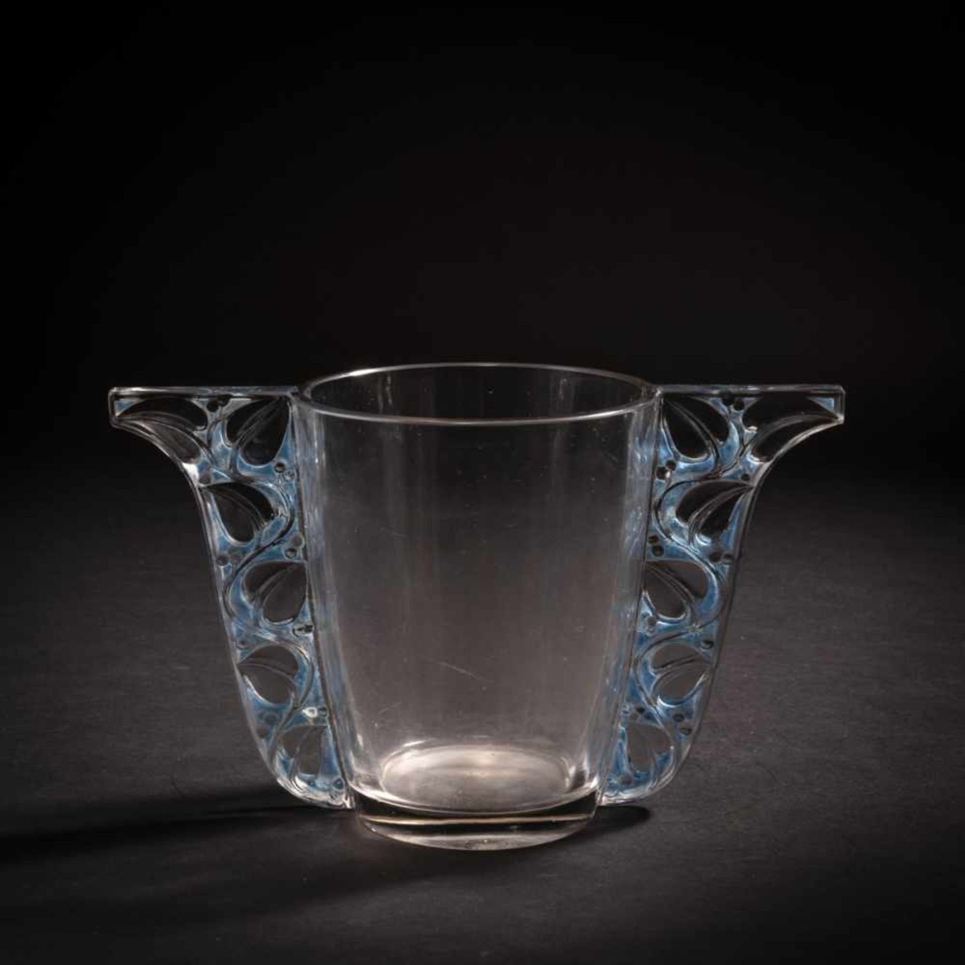 René Lalique, 'Honfleur' vase, 1927'Honfleur' vase, 1927H. 14.4 cm. Clear, moulded glass, the leaf