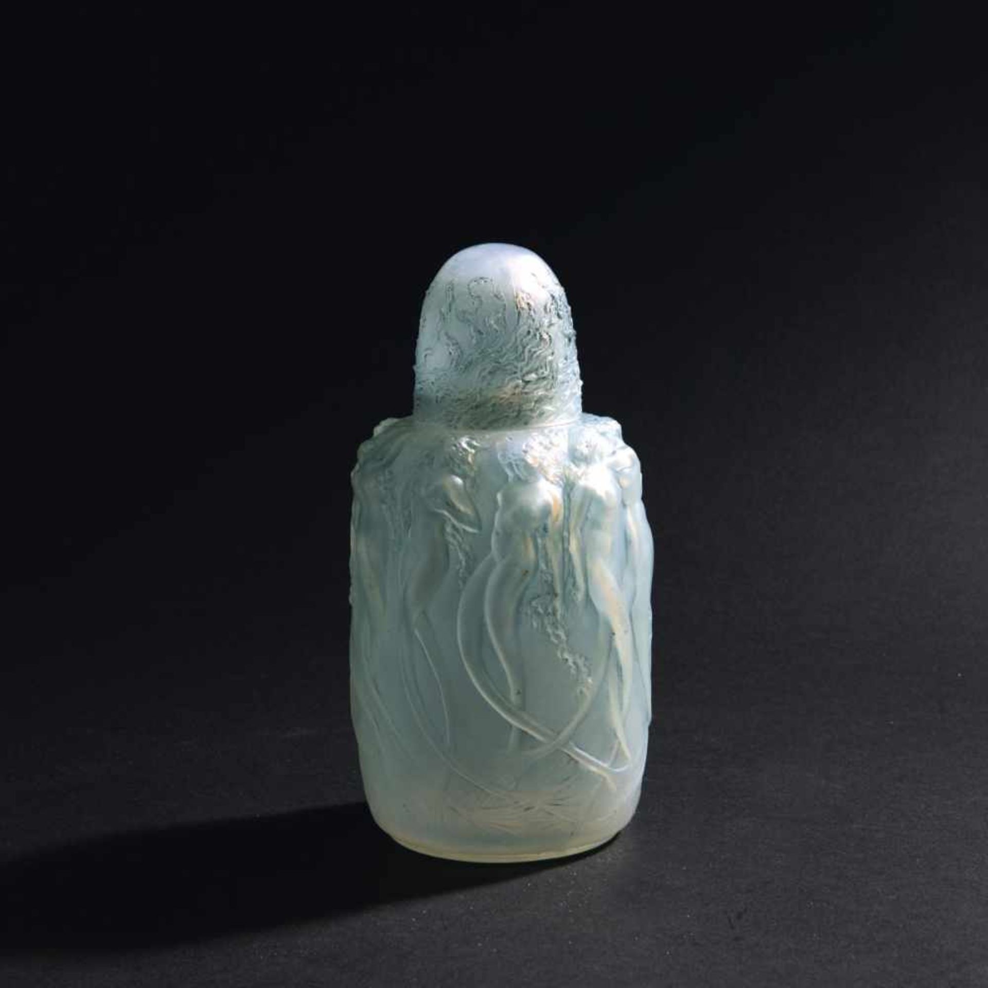 René Lalique, 'Sirènes' censer, 1920'Sirènes' censer, 1920H. 17.5 cm. Clear, mould-blown glass, blue