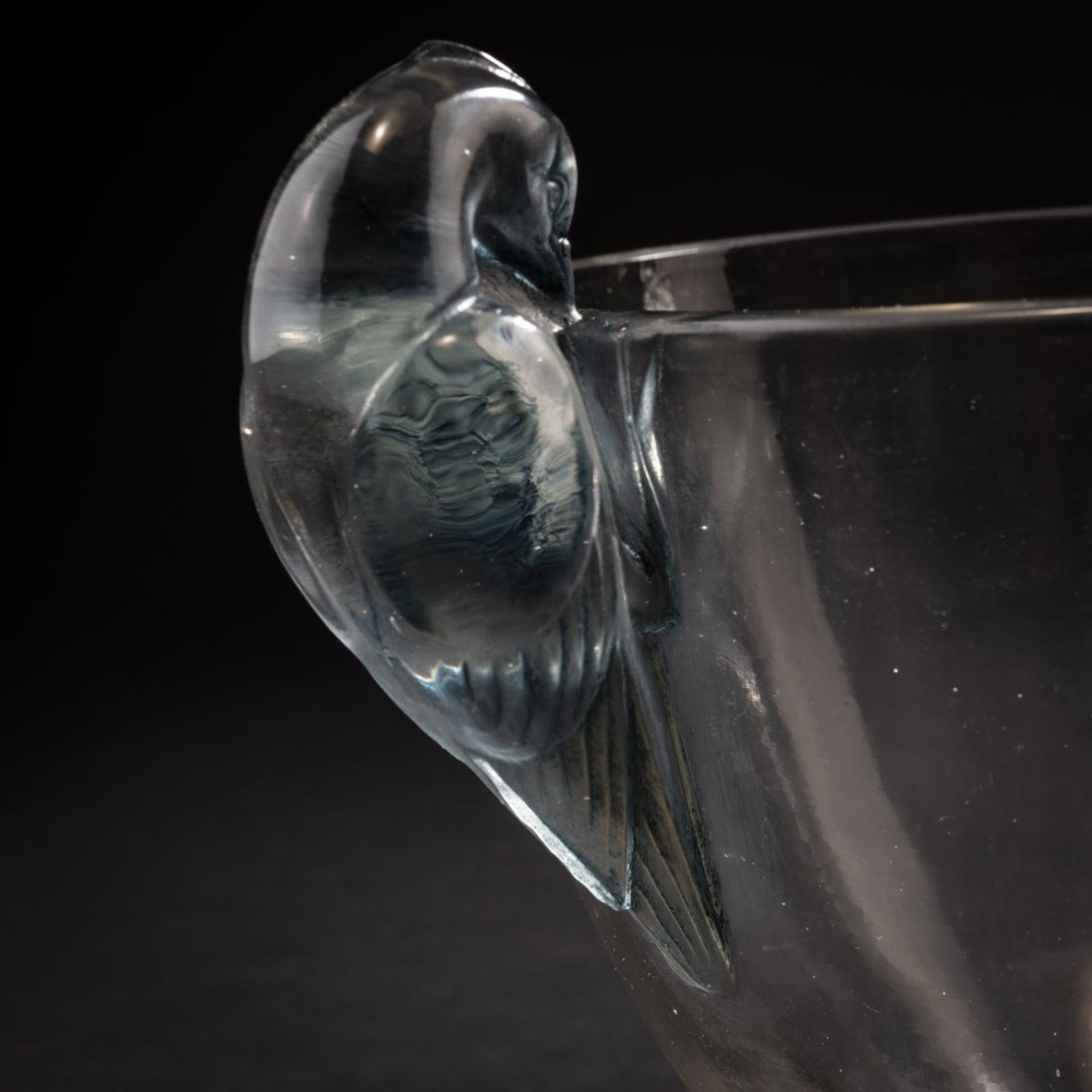 René Lalique, 'Ornis' vase, 1926'Ornis' vase, 1926H. 16.3 cm. Clear, mould-blown glass, partially - Image 3 of 6