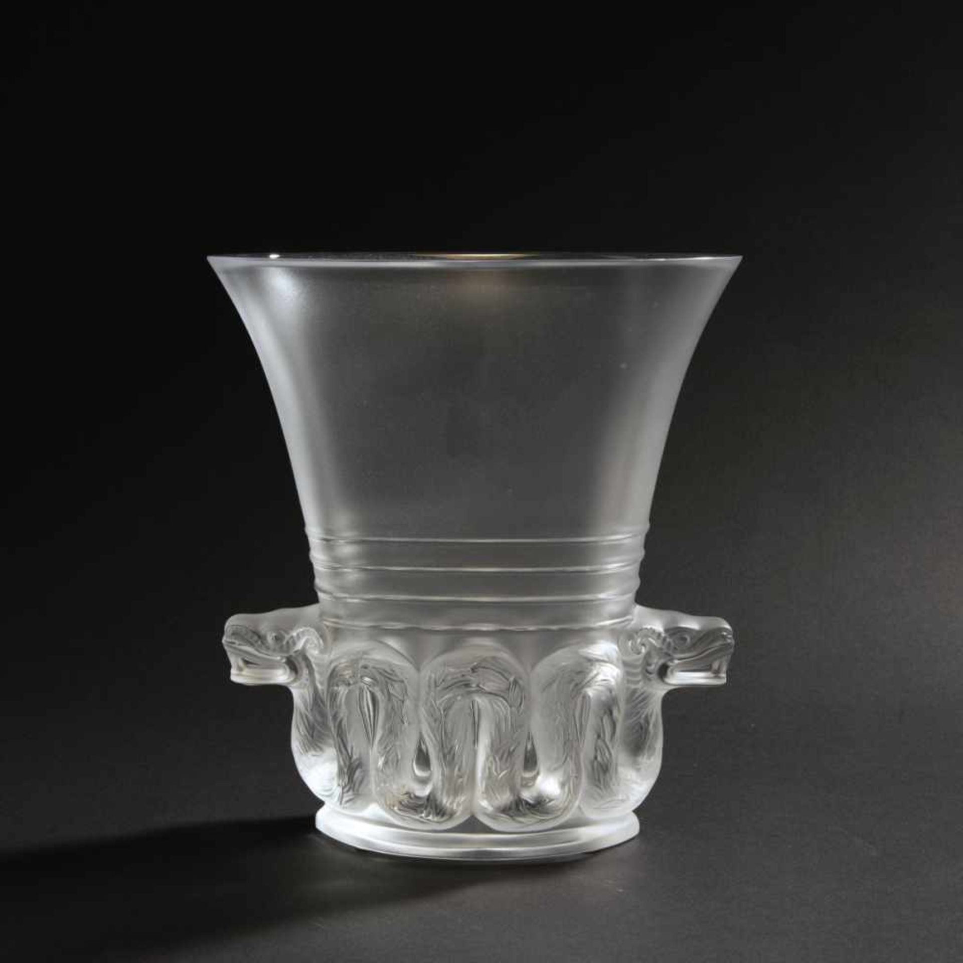 Marc Lalique, Vase with dragons, after 1948Vase with dragons, after 1948H. 24 cm. Clear moulded