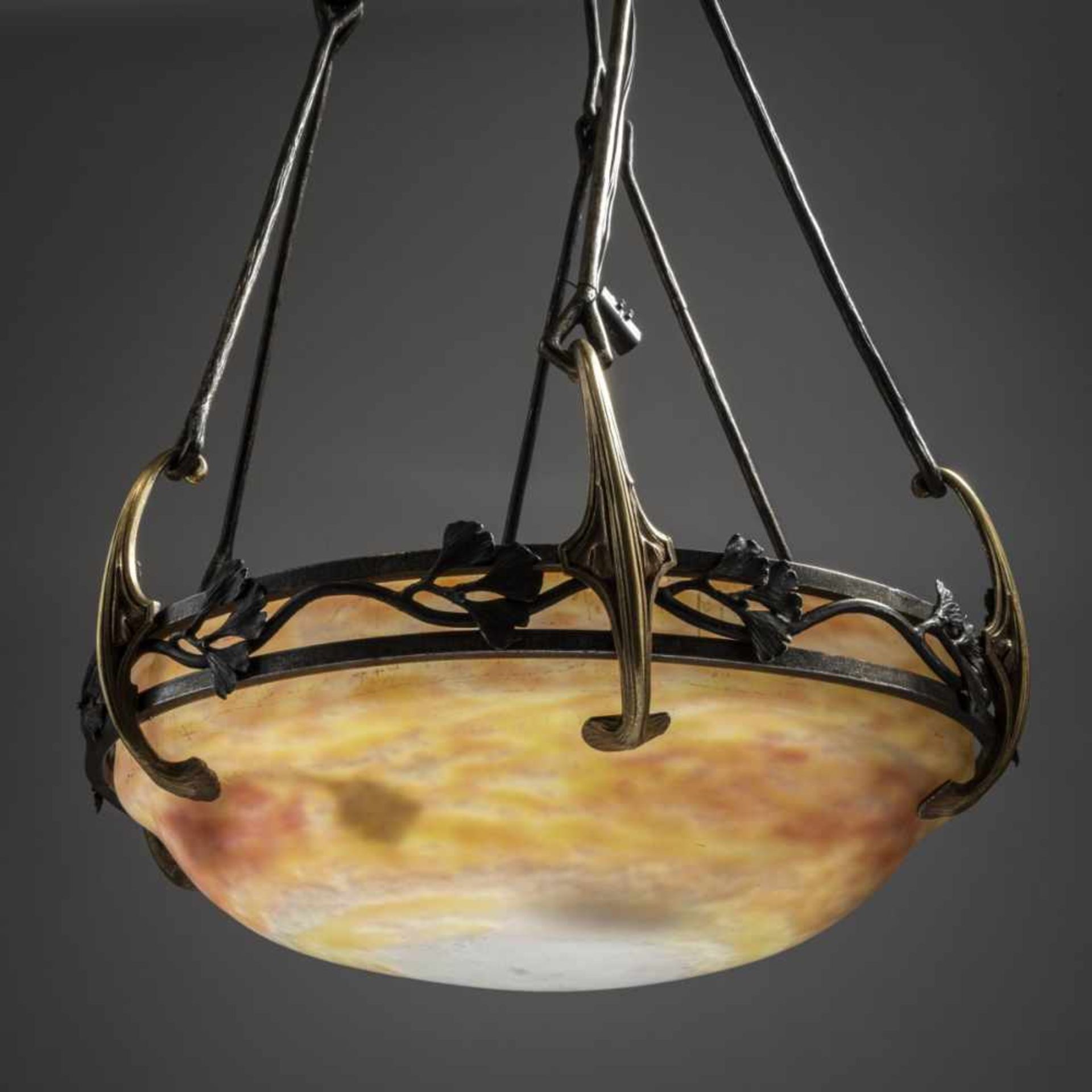 Daum Frères; Edgar Brandt, Nancy, Ceiling light, c. 1910 - Bild 2 aus 5