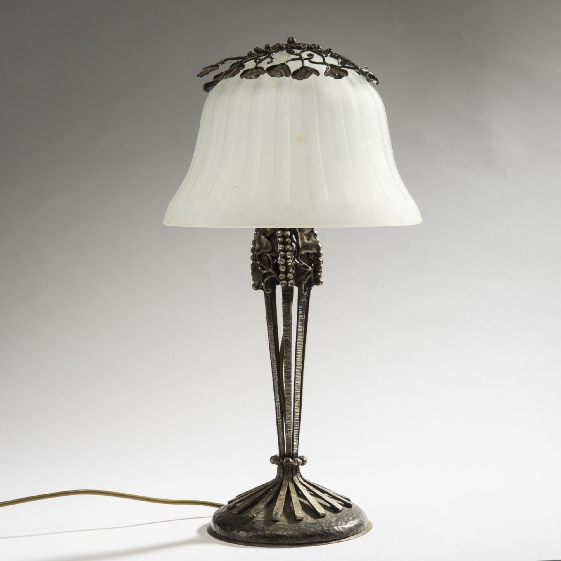 Daum Frères; Edgar Brandt, Nancy (attributed), Table light, c. 1930