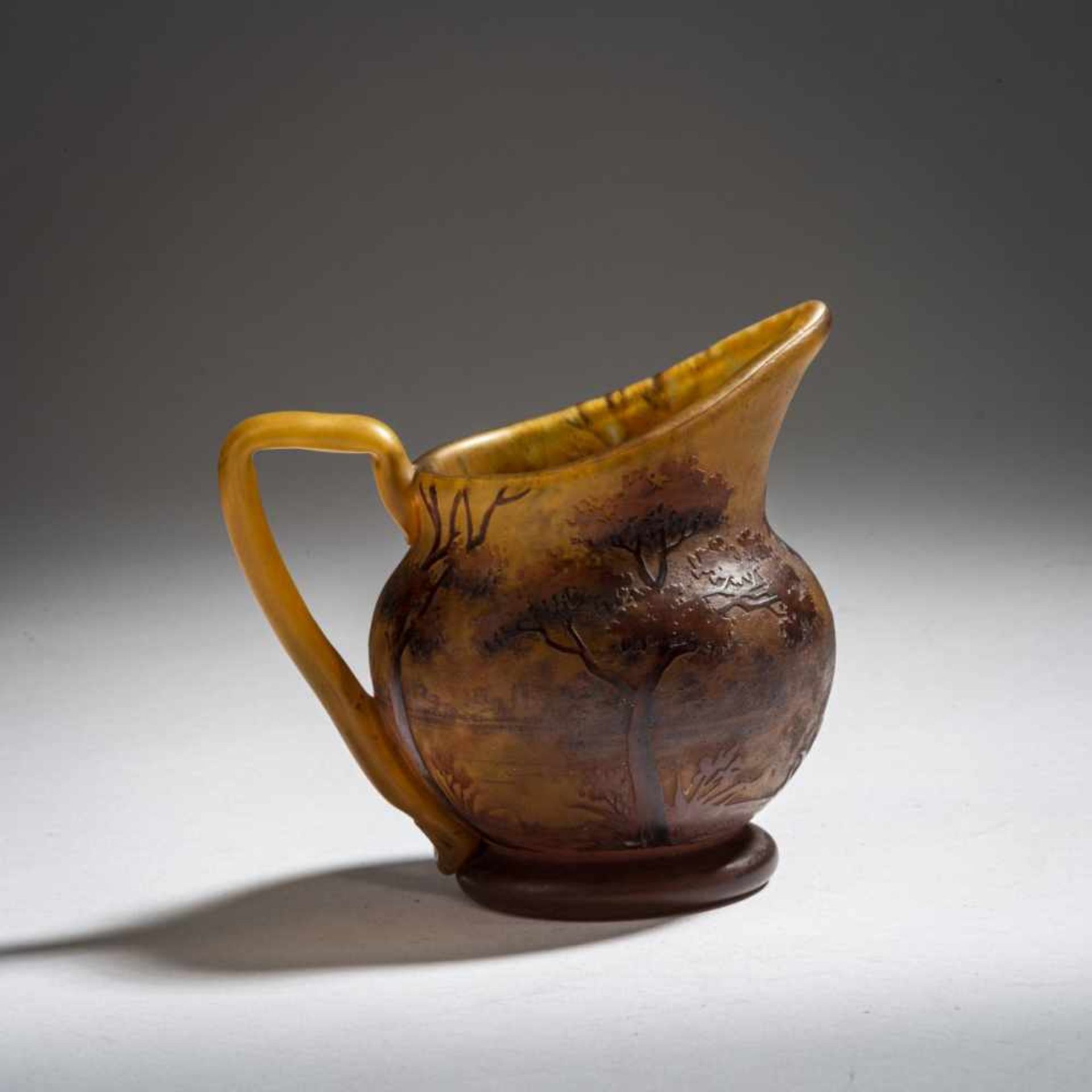 Daum Frères, Nancy, Jug 'Paysage lacustre', c. 1910