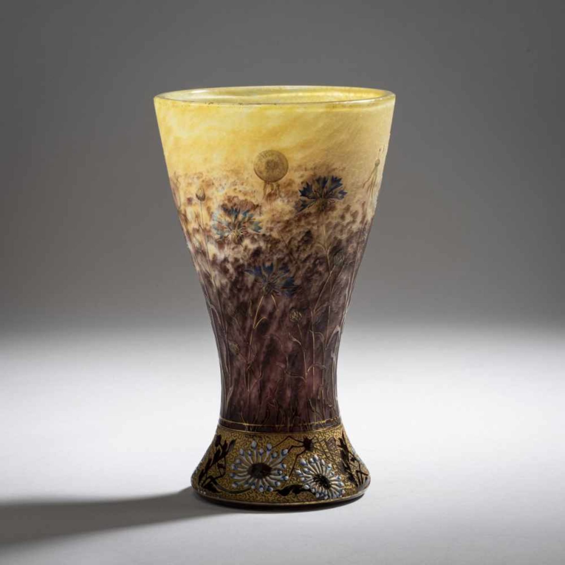 Daum Frères, Nancy, Vase 'Bleuets et Pissenlit', 1901