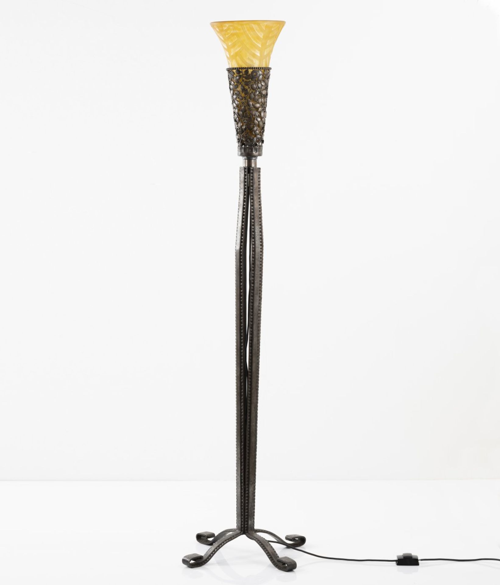 Daum Frères; Edgar Brandt, Nancy, Floor lamp, c. 1930