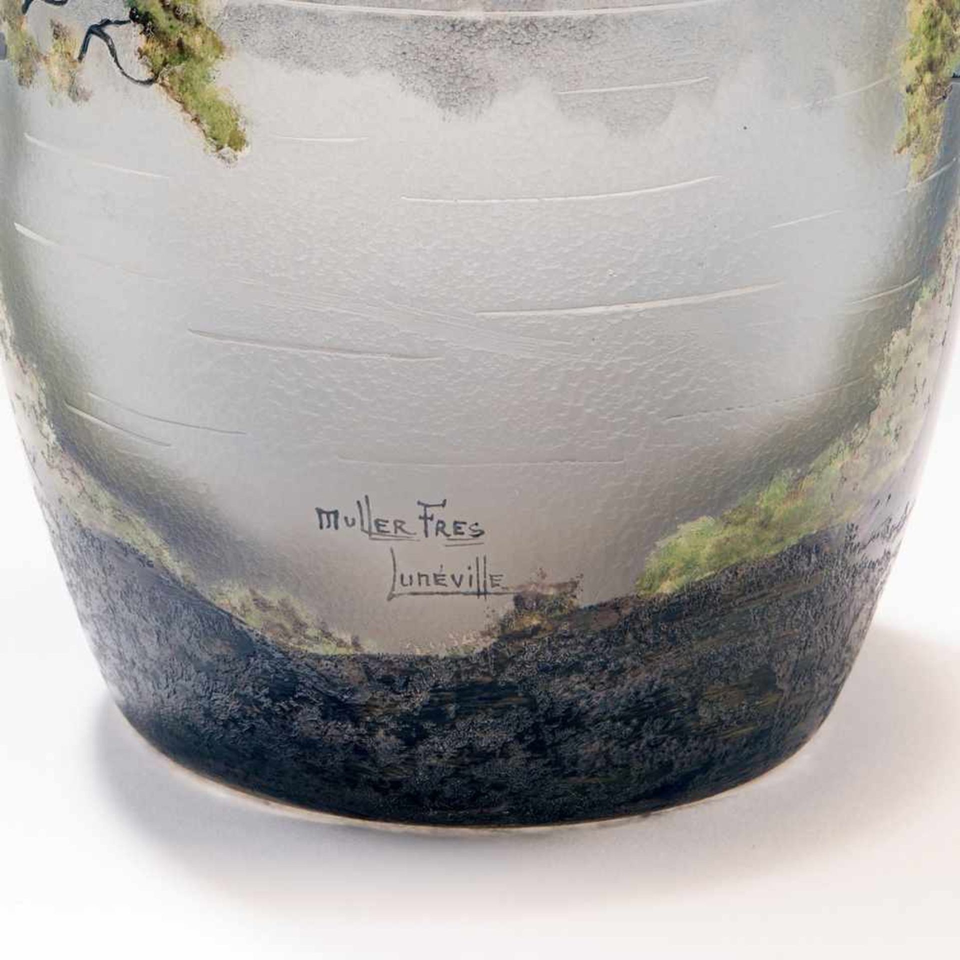 Muller Frères, Lunéville, 'Paysage lacustre' vase, 1920s - Bild 3 aus 3