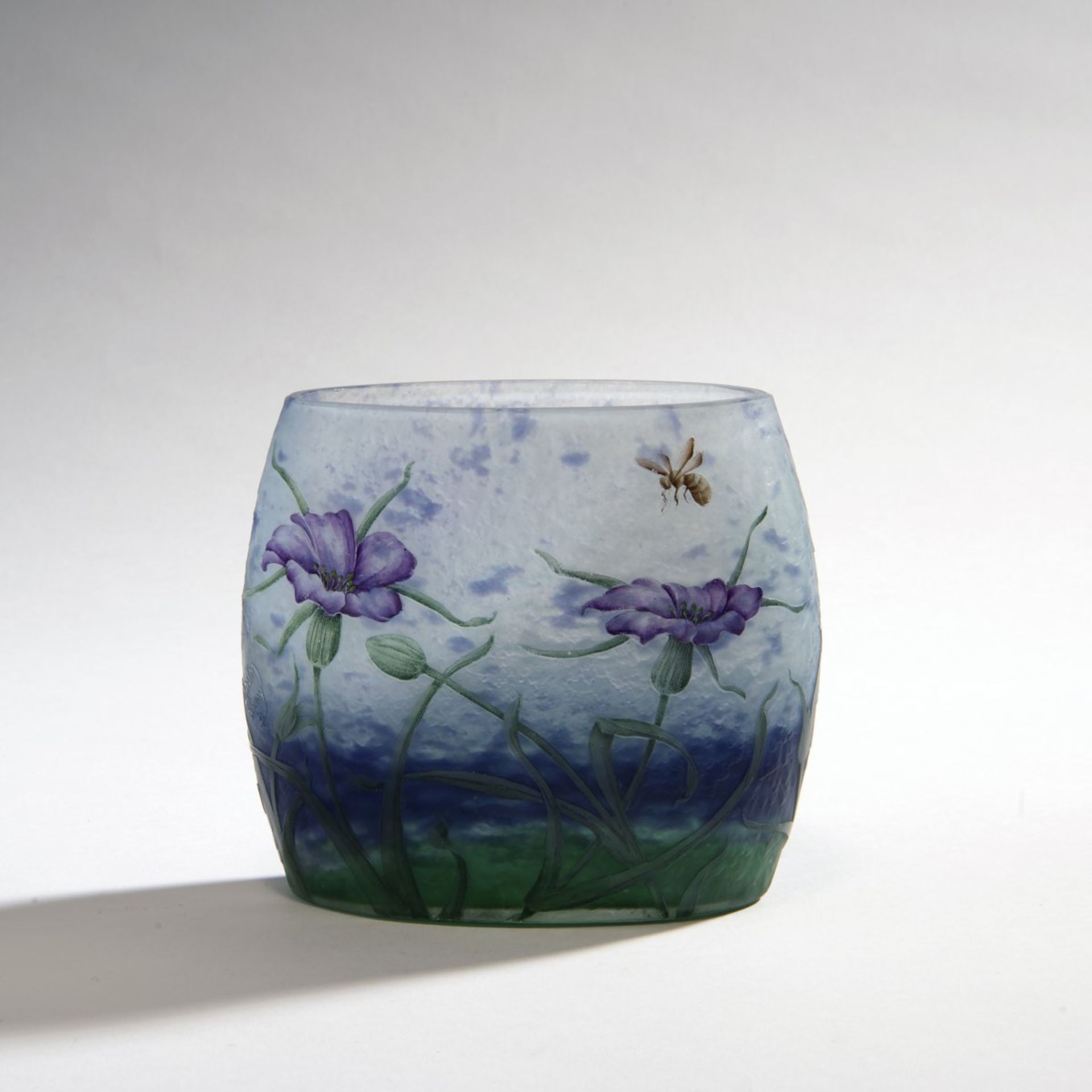 Daum Frères, Nancy, 'Oeillets et Abeille' vase, 1905-10