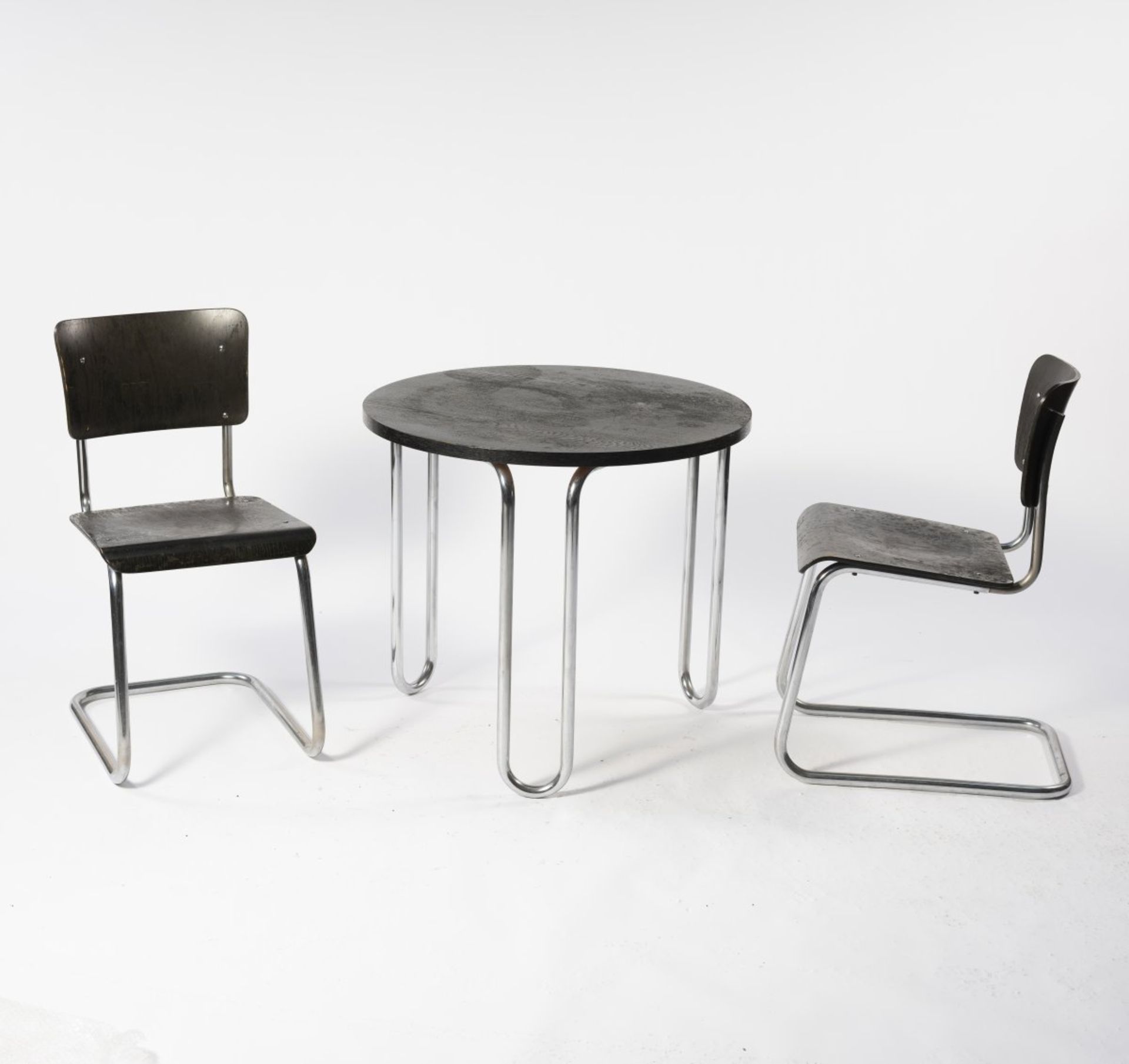 Drabert Stahlmöbel-Fabrik, Minden, Two chairs 'SM 1' and table 'DS', 1930s - Bild 2 aus 8