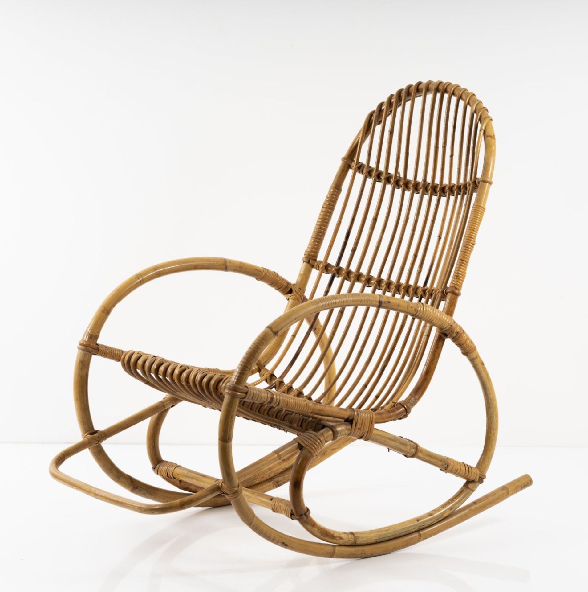 Italy, Rocking wicker chair, 1950s