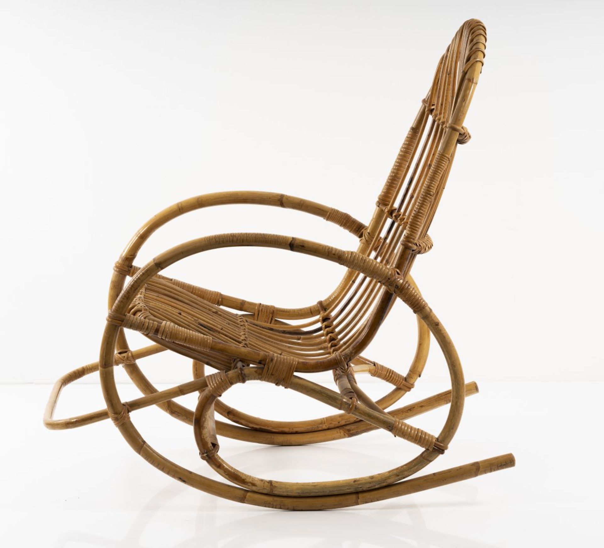 Italy, Rocking wicker chair, 1950s - Bild 2 aus 6