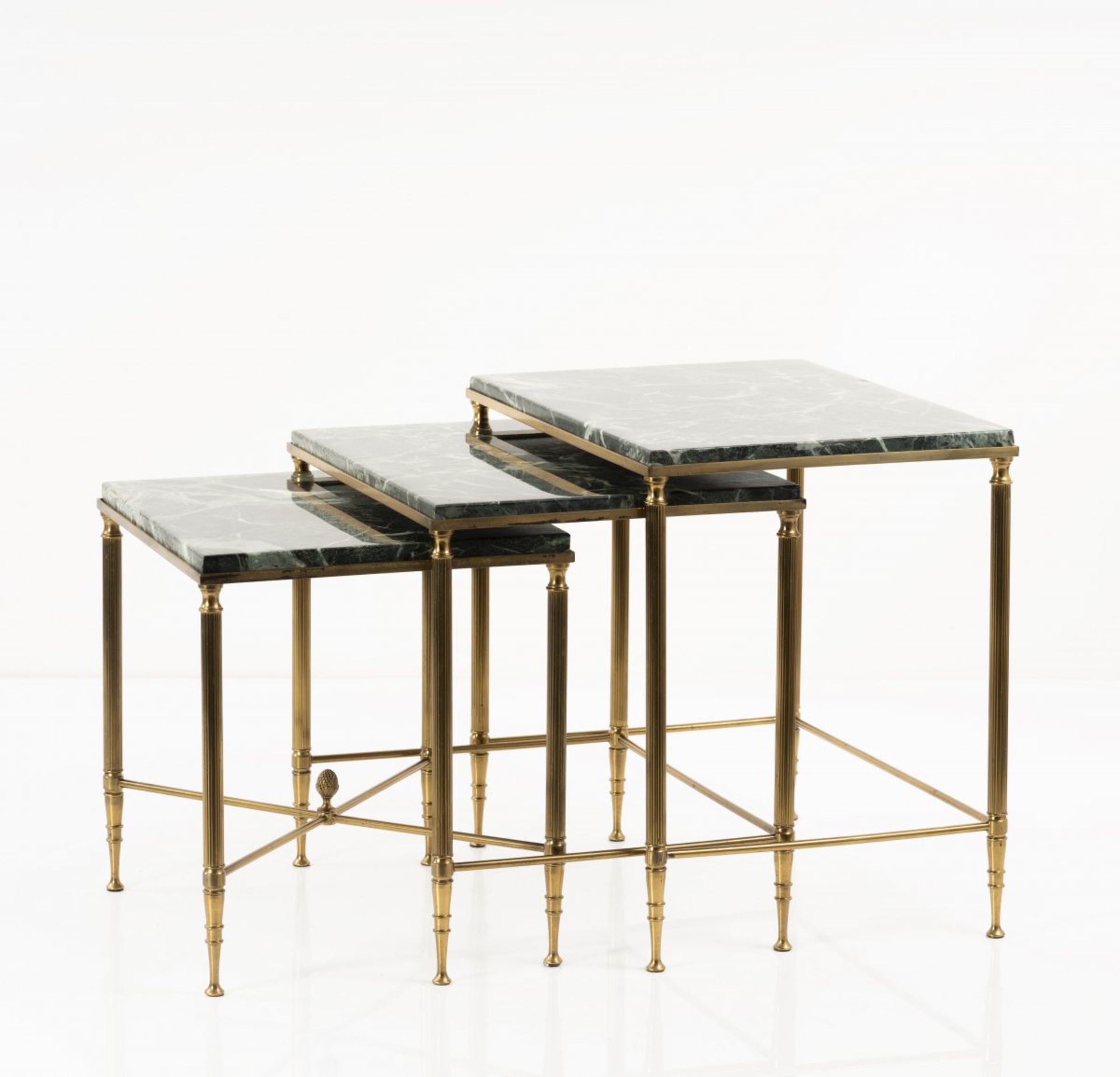 Maison Bagues, Paris (attributed), Set of three nesting tables, 1950s