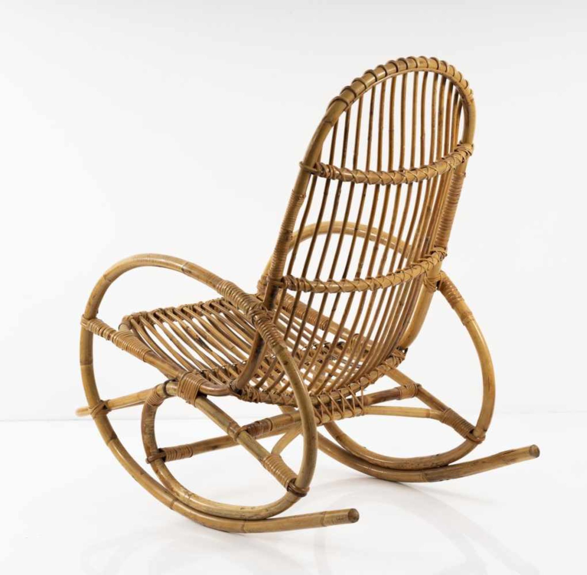 Italy, Rocking wicker chair, 1950s - Bild 3 aus 6