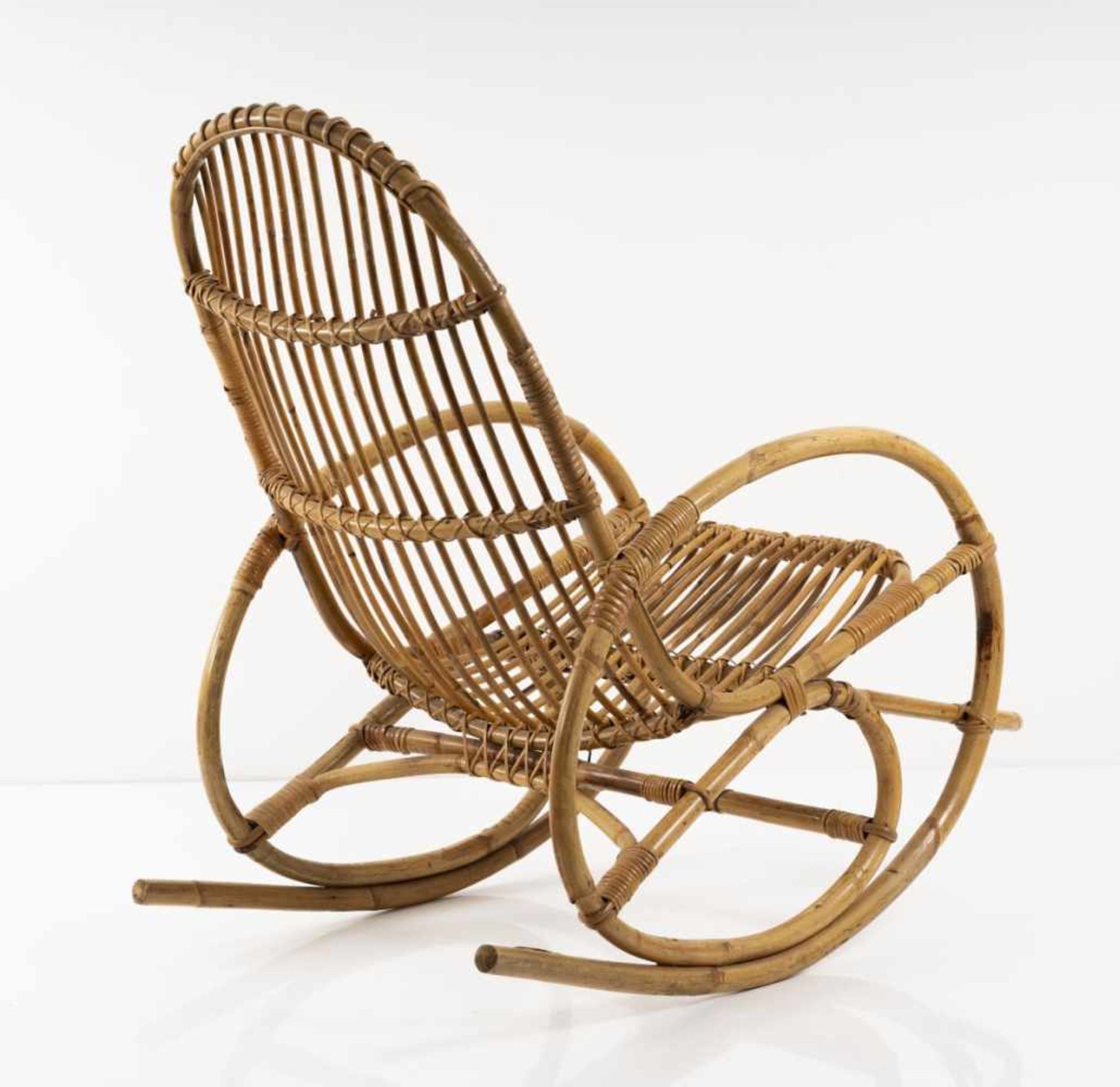 Italy, Rocking wicker chair, 1950s - Bild 4 aus 6