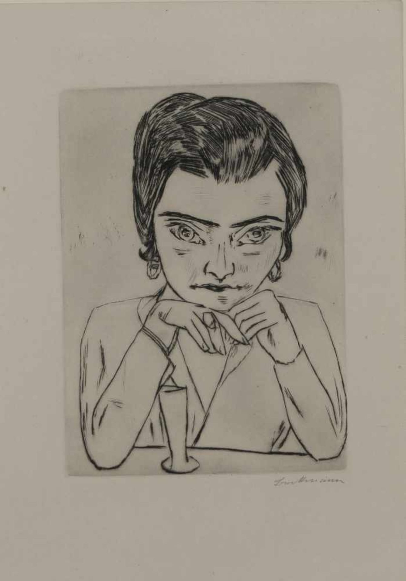 Max Beckmann, 'Bildnis Naila mit aufgestützten Armen und Glas', 1923 - Bild 2 aus 3