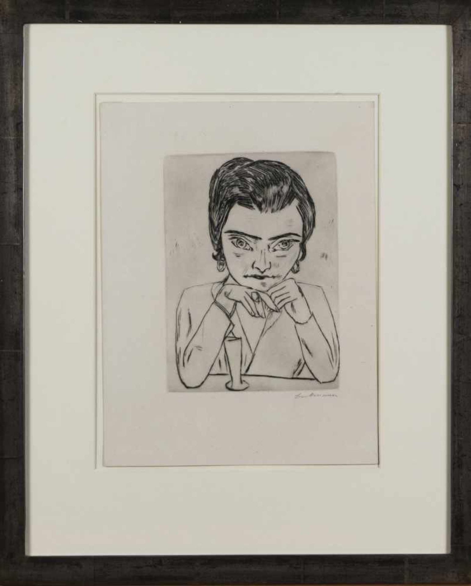 Max Beckmann, 'Bildnis Naila mit aufgestützten Armen und Glas', 1923 - Bild 3 aus 3