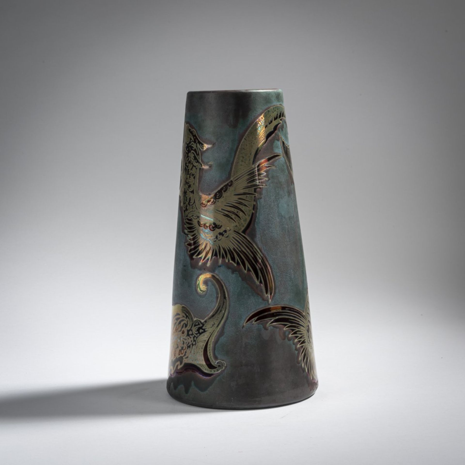 Jérôme Massier Fils, Vallauris, Vase mit Fischen, um 1890 - Bild 3 aus 6