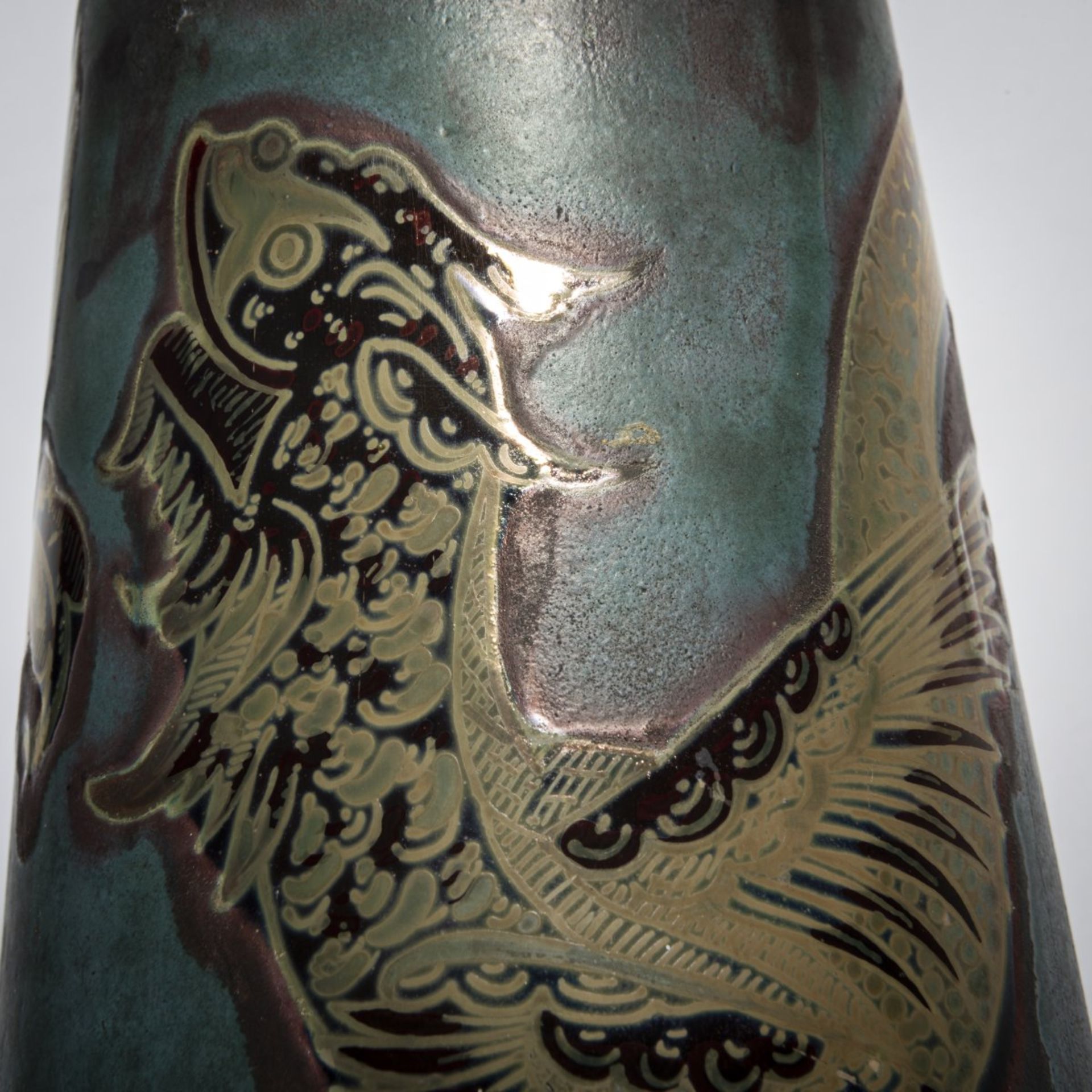 Jérôme Massier Fils, Vallauris, Vase mit Fischen, um 1890 - Bild 6 aus 6