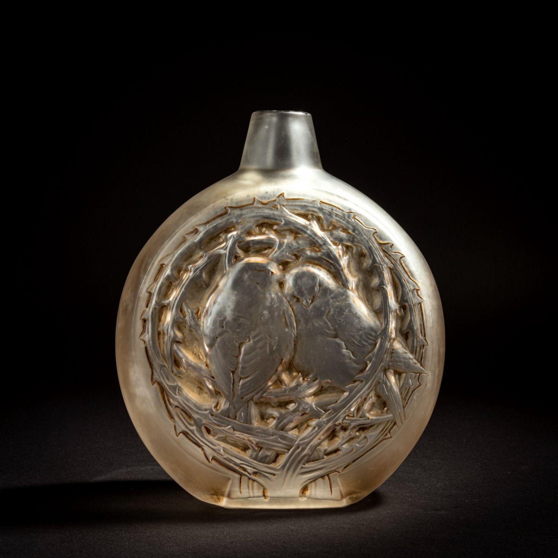 René Lalique, Vase 'Deux moineaux bavardant', 1920