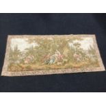 A 6ft Brussels style tapestry woven with amorous couples in pastoral landscape framed by floral