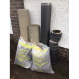 Flu pipes - four concrete lengths and several insulated pieces with fittings, including two bags