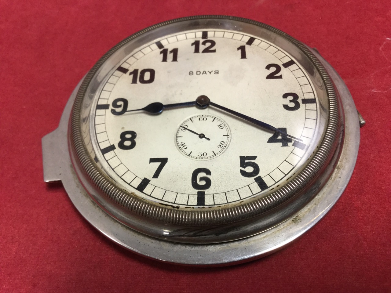 A Swiss made car dashboard 8-day clock in hinged chrome mount under bevelled glass; an American deco - Image 2 of 3