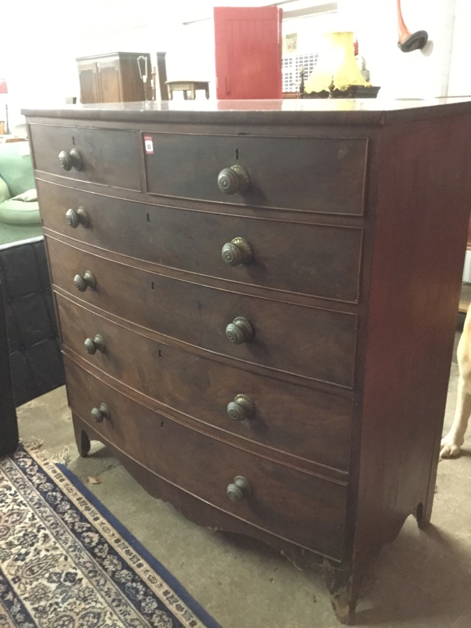 A nineteenth century mahogany bowfronted chest of drawers, with two short and four long cockbeaded - Image 3 of 3